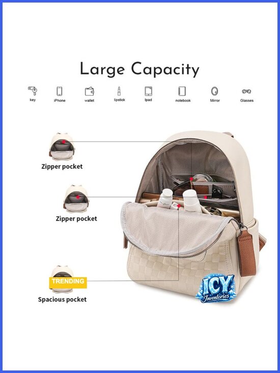 Women\'s Mini PU Leather Plaid Backpack Purse Cute Travel Work Daypack main image 5